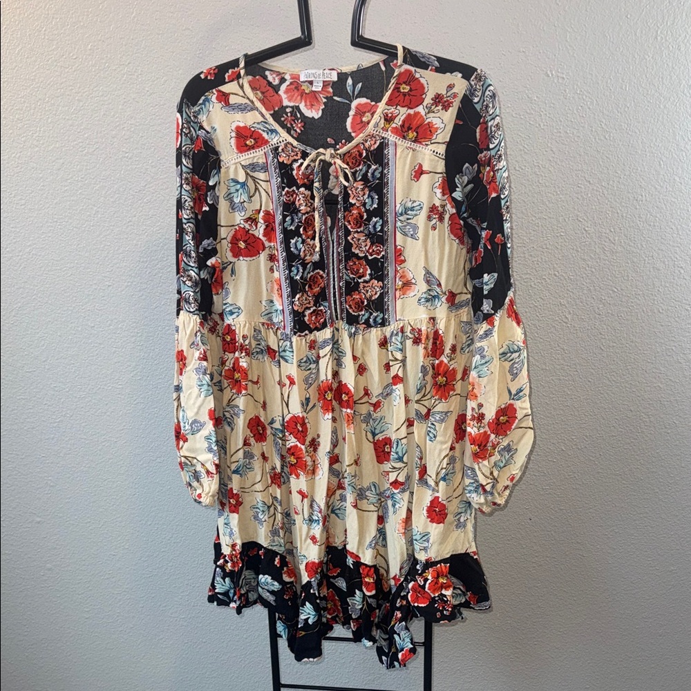 Patrons of Peace Boho Tunic Dress with Tie Neck👗